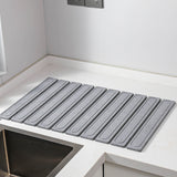 NNEDSZ Light Gray Square Engraved Inner Frame Foldable Diatomaceous Earth Drying Mat - Super Absorbent, Fast-Drying, Non-Slip Kitchen Countertop Mat