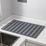 NNEDSZ Dark Gray Square Engraved Inner Frame Foldable Diatomaceous Earth Drying Mat - Super Absorbent, Fast-Drying, Non-Slip Kitchen Countertop Mat