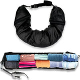 NNEDSZ Black Waterproof Portable Refillable Travel Neck Pillow with Storage Bag – Lightweight and Compact for Airplane, Car, and Train – Multi-Purpose Travel Organizer