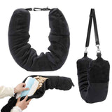 NNEDSZ Black Suede Portable Refillable Travel Neck Pillow with Storage Bag - Lightweight and Compact for Airplane, Car, and Train - Multi-Purpose Travel Organizer