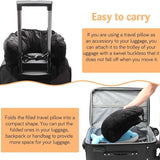NNEDSZ Black Suede Portable Refillable Travel Neck Pillow with Storage Bag - Lightweight and Compact for Airplane, Car, and Train - Multi-Purpose Travel Organizer