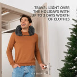 NNEDSZ Grey Suede Portable Refillable Travel Neck Pillow with Storage Bag -Lightweight and Compact for Airplane, Car, and Train - Multi-Purpose Travel Organizer