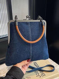 NNEDSZ Blue Handmade Denim Patchwork Small Crossbody Bag – Women’s Shoulder & Handbag with Vintage Style