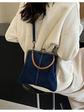 NNEDSZ Dark Blue Handmade Denim Patchwork Small Crossbody Bag - Women's Shoulder & Handbag with Vintage Style