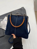 NNEDSZ Dark Blue Handmade Denim Patchwork Small Crossbody Bag - Women's Shoulder & Handbag with Vintage Style