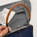 NNEDSZ Dark Blue Handmade Denim Patchwork Small Crossbody Bag - Women's Shoulder & Handbag with Vintage Style