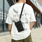 NNEDSZ Black Water-Resistant Nylon Crossbody Phone Bag - Compact Travel Wallet & Card Holder for Men and Women(Mobile phones and cards are shooting props, not included)