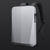 NNEDSZ Silver Premium Hard Shell Business Backpack with TSA Lock and USB Charging Port, Waterproof Laptop Bag for Men