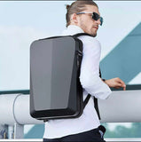 NNEDSZ Silver Premium Hard Shell Business Backpack with TSA Lock and USB Charging Port, Waterproof Laptop Bag for Men