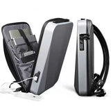 NNEDSZ Black Premium Hard Shell Business Backpack with TSA Lock and USB Charging Port, Waterproof Laptop Bag for Men