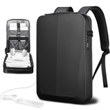 NNEDSZ Black Premium Hard Shell Business Backpack with TSA Lock and USB Charging Port, Waterproof Laptop Bag for Men