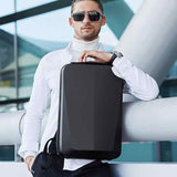 NNEDSZ Black Premium Hard Shell Business Backpack with TSA Lock and USB Charging Port, Waterproof Laptop Bag for Men
