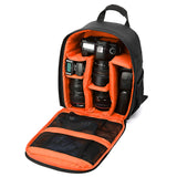 NNEDSZ Orange Lining Water-Resistant DSLR Camera Backpack with Tripod Holder, Lightweight and Spacious Photography Bag for Outdoor Use(Camera and accessories are props, not included)