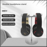 NNEDSZ Black Dual Headphone Stand – Creative Double Hook Aluminum Alloy Display Holder