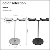 NNEDSZ Black Dual Headphone Stand – Creative Double Hook Aluminum Alloy Display Holder