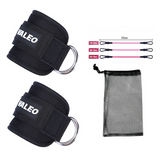 NNEDSZ Black Set (2 Ankle Straps + 3 elastic ropes + 1 mesh bag) Adjustable Ankle Straps for Leg and Glute Training - EVA Padded Gym Foot Straps