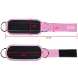 NNEDSZ Pink Set (2 Ankle Straps + 3 elastic ropes + 1 mesh bag) Adjustable Ankle Straps for Leg and Glute Training - EVA Padded Gym Foot Straps