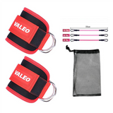 NNEDSZ Red Set (2 Ankle Straps + 3 elastic ropes + 1 mesh bag) Adjustable Ankle Straps for Leg and Glute Training - EVA Padded Gym Foot Straps