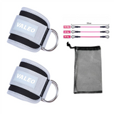NNEDSZ Grey Set (2 Ankle Straps + 3 elastic ropes + 1 mesh bag) Adjustable Ankle Straps for Leg and Glute Training - EVA Padded Gym Foot Straps