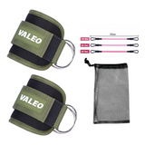 NNEDSZ Dark Green Set (2 Ankle Straps + 3 elastic ropes + 1 mesh bag) Adjustable Ankle Straps for Leg and Glute Training - EVA Padded Gym Foot Straps