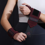 NNEDSZ 1 Pair Claret Heavy-Duty Gym Wrist Wraps for Weightlifting, Powerlifting, and Injury Prevention