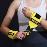 NNEDSZ 1 Pair Yellow Heavy-Duty Gym Wrist Wraps for Weightlifting, Powerlifting, and Injury Prevention