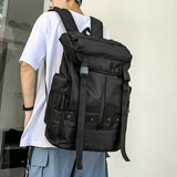NNEDSZ Black Trendy Street Style Backpack - Large Capacity for Hiking, Students & Everyday Use
