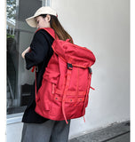 NNEDSZ Red Trendy Street Style Backpack - Large Capacity for Hiking, Students & Everyday Use