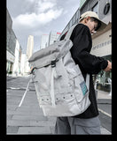 NNEDSZ Grey Trendy Street Style Backpack - Large Capacity for Hiking, Students & Everyday Use