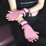 NNEDSZ 1 Pair Pink Durable Gym Palm Guard with Ultra-fiber Leather for Heavy Lifting – Wrist Support Straps for Pull-ups and Deadlifts