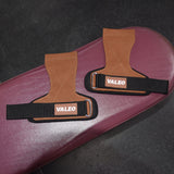 NNEDSZ 1 Pair Brown Durable Gym Palm Guard with Ultra-fiber Leather for Heavy Lifting -Wrist Support Straps for Pull-ups and Deadlifts