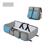 NNEDSZ Grey-Blue Patchwork Multifunctional Foldable Baby Crib Mommy Bag | Large Capacity Diaper Bag | Portable Shoulder and Handheld Baby Essentials Bag