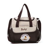 NNEDSZ Small Coffee Fashionable Large-Capacity Cartoon Bear Shoulder Crossbody Mommy Bag - Stylish and Functional Diaper Bag
