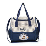 NNEDSZ Small Dark Blue Fashionable Large-Capacity Cartoon Bear Shoulder Crossbody Mommy Bag - Stylish and Functional Diaper Bag