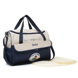NNEDSZ Large Dark Blue Fashionable Large-Capacity Cartoon Bear Shoulder Crossbody Mommy Bag - Stylish and Functional Diaper Bag