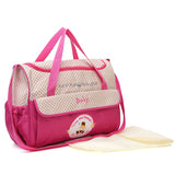 NNEDSZ Large Pink Fashionable Large-Capacity Cartoon Bear Shoulder Crossbody Mommy Bag - Stylish and Functional Diaper Bag