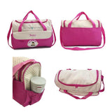 NNEDSZ Large Pink Fashionable Large-Capacity Cartoon Bear Shoulder Crossbody Mommy Bag - Stylish and Functional Diaper Bag
