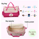 NNEDSZ Pink 5-Piece Mommy Bag Set - Large Capacity Diaper Bags for Baby Travel, Tote and Shoulder Bags with Insulated Bottle Holder and Snack Bag