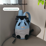 NNEDSZ Size XXL Blue-Gray Patchwork Pet Backpack Dog Carrier Cat Travel Bag - Breathable, Portable & Hands-Free Four-Leg Design