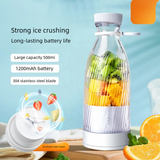 NNEDSZ White Portable Rechargeable Blender Bottle, 500ml, USB Charging, 1200mAh, with 304 Stainless Steel Blade – For Smoothies and Juices On-The-Go