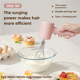 NNEDSZ Pink Portable Electric Egg Beater with 3-Speed Adjustment, Dual Whisks, and Type-C Charging
