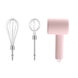 NNEDSZ Pink Portable Electric Egg Beater with 3-Speed Adjustment, Dual Whisks, and Type-C Charging