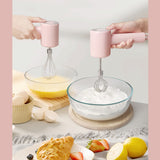 NNEDSZ Pink Portable Electric Egg Beater with 3-Speed Adjustment, Dual Whisks, and Type-C Charging