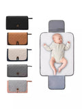 NNEDSZ Brown Portable Baby Changing Mat - Waterproof, Foldable, Compact Diaper Pad for Travel & Everyday Use