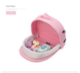 NNEDSZ Pink Portable Multi-Purpose Baby Bed and Diaper Backpack - Lightweight, Waterproof, Canvas + Polyester Material, Travel Essential for Moms(With mosquito net and small toys)