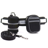 NNEDSZ Black Reflective Pet Waist Bag with Hands-Free Leash for Night Safety - Adjustable Waist Pack with Detachable Pouches