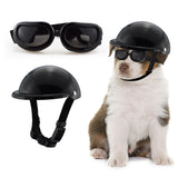 NNEDSZ Size S Black Pet Helmet & Goggles Set - Adjustable Safety Gear for Dogs, UV Protection, Durable ABS Material, Stylish Outdoor Accessory