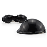 NNEDSZ Size M Black Pet Helmet & Goggles Set - Adjustable Safety Gear for Dogs, UV Protection, Durable ABS Material, Stylish Outdoor Accessory