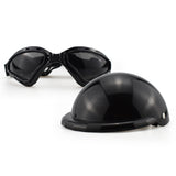 NNEDSZ Size L Black Pet Helmet & Goggles Set - Adjustable Safety Gear for Dogs, UV Protection, Durable ABS Material, Stylish Outdoor Accessory