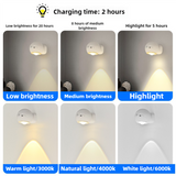 NNEDSZ 2 Pcs Grey Rechargeable Magnetic USB Table Lamp & Wall Light - 3000K/4000K/6000K Adjustable Brightness with Anti-Glare Design